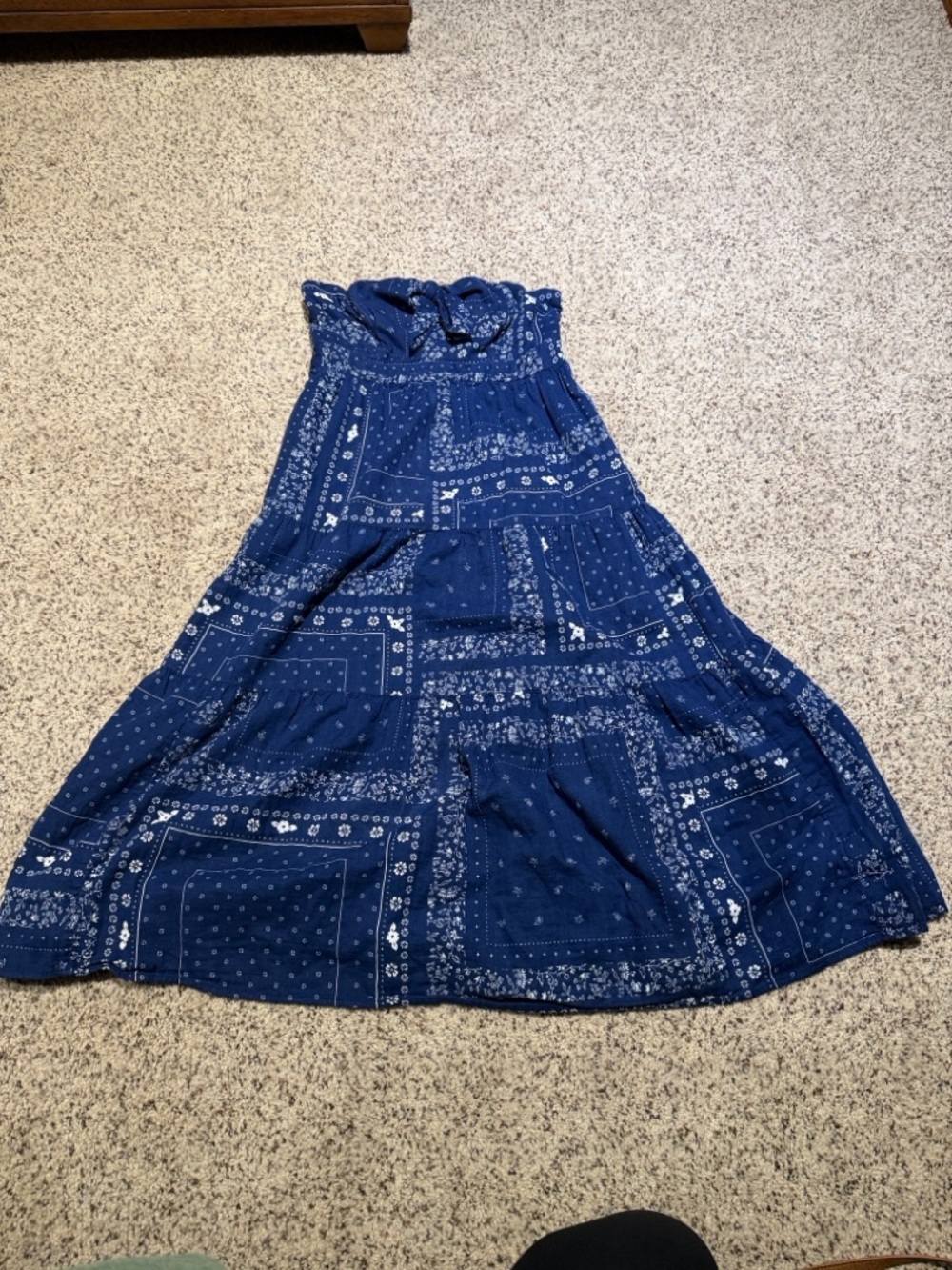 Universal Thread Blue Bandana Print Strapless Dress